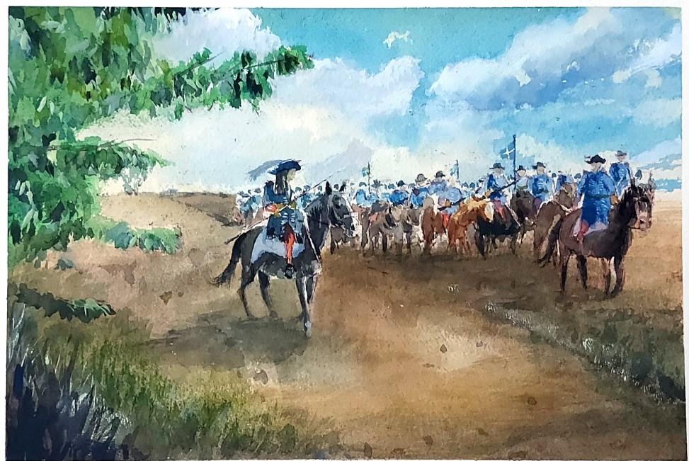 Aquarel Eerste Slag van Neerwinden